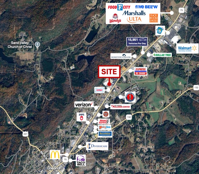 1604 2nd E ave, Oneonta, AL à vendre - Aérien – Image 2 sur 2