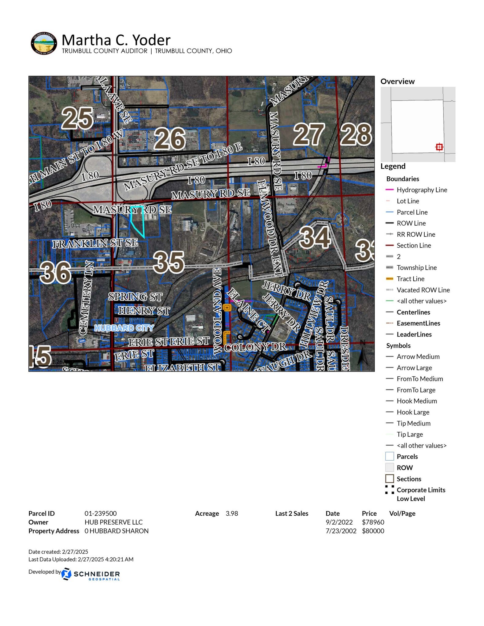 6984 Hubbard-Masury Rd. Rd, Hubbard, OH à vendre Plan cadastral– Image 1 sur 2