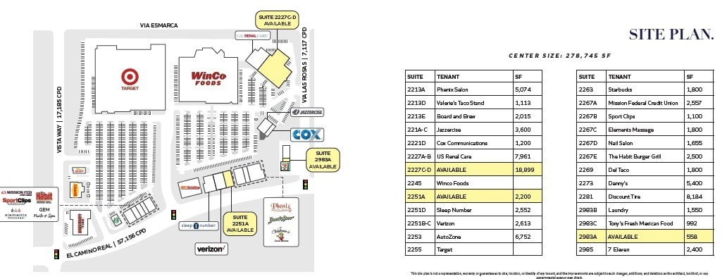 2213-2281 S El Camino Real -, Oceanside, CA à louer Plan de site– Image 1 sur 1