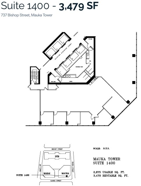 733 Bishop St, Honolulu, HI à louer Plan d’étage– Image 1 sur 1