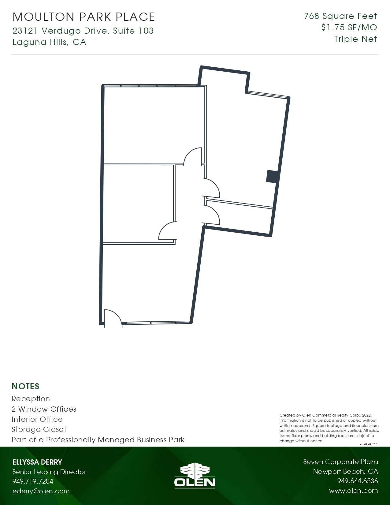 23181 Verdugo Dr, Laguna Hills, CA à louer Plan d’étage– Image 1 sur 1