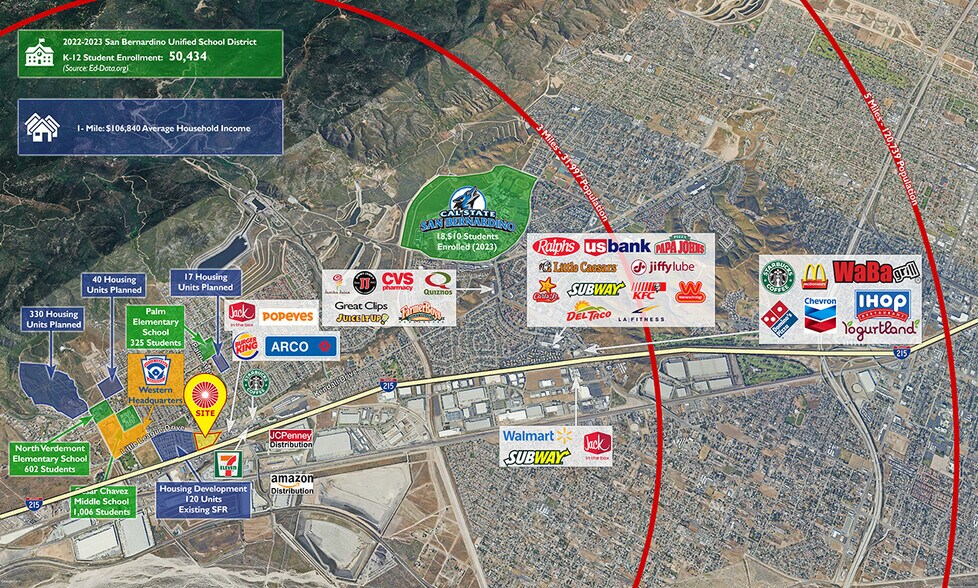 9.21 acres at Palm Avenue & I-215 on Little League Drive, San Bernardino, CA à vendre - Aérien – Image 2 sur 5