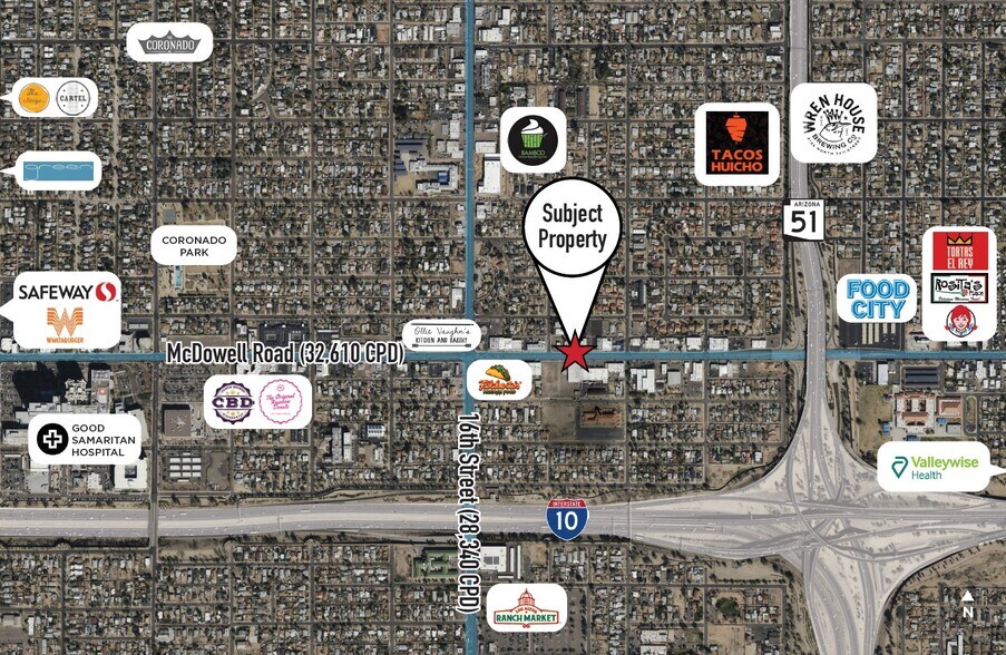 1708-1716 E McDowell Rd, Phoenix, AZ à vendre - Aérien – Image 2 sur 2