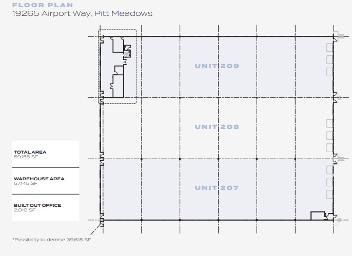 19265 Airport Way, Pitt Meadows, BC à louer Plan d’étage– Image 1 sur 1