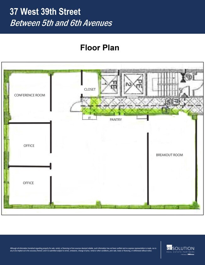 37 W 39th St, New York, NY à louer Plan d’étage– Image 1 sur 1
