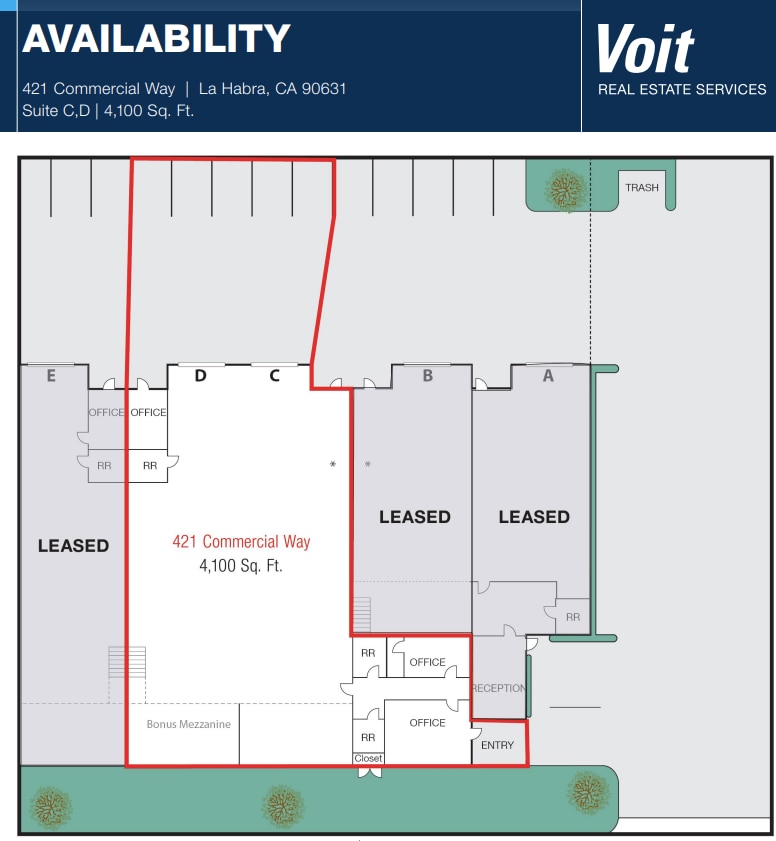 421 Commercial Way, La Habra, CA à louer Plan d’étage– Image 1 sur 2