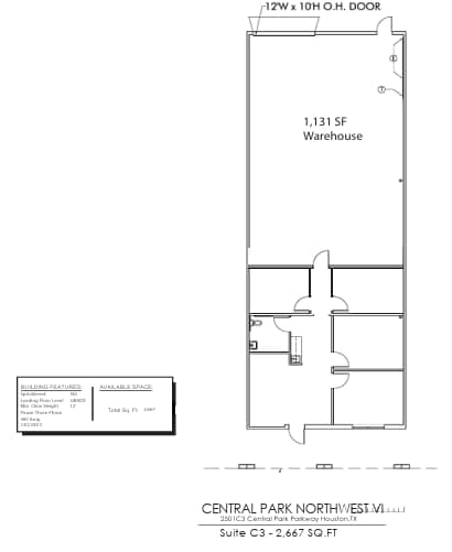 2500 Central Pky, Houston, TX à louer Plan d’étage– Image 1 sur 1