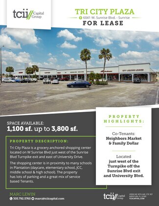 Plus de détails pour 5995-6081 W Sunrise Blvd, Sunrise, FL - Local commercial à louer