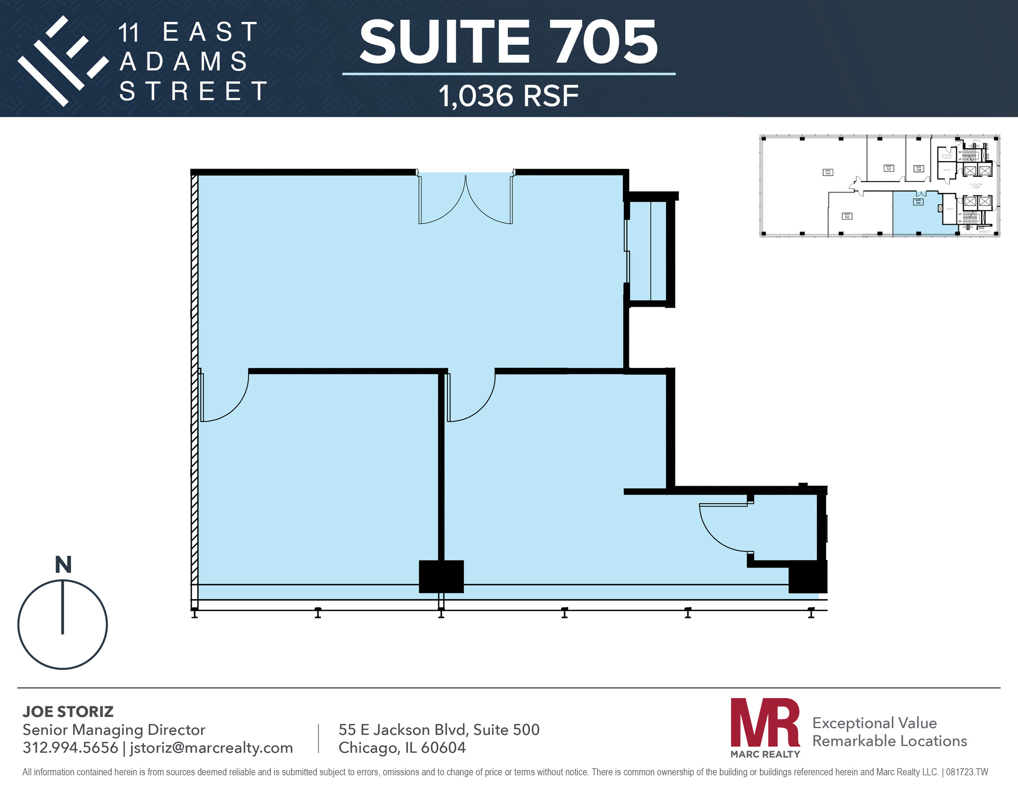 11 E Adams St, Chicago, IL à louer Plan d’étage– Image 1 sur 6