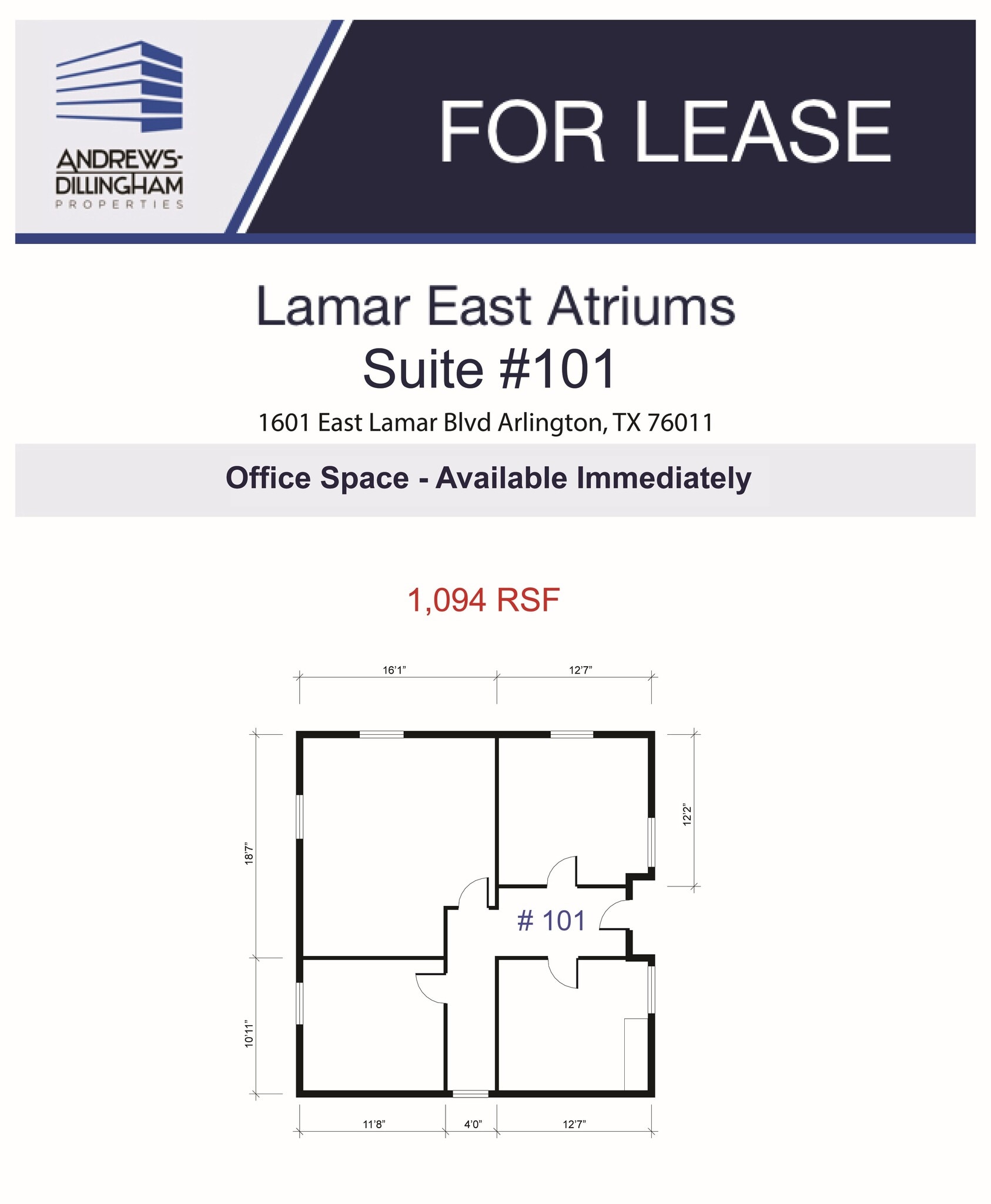 1601 E Lamar Blvd, Arlington, TX à louer Plan d’étage– Image 1 sur 1