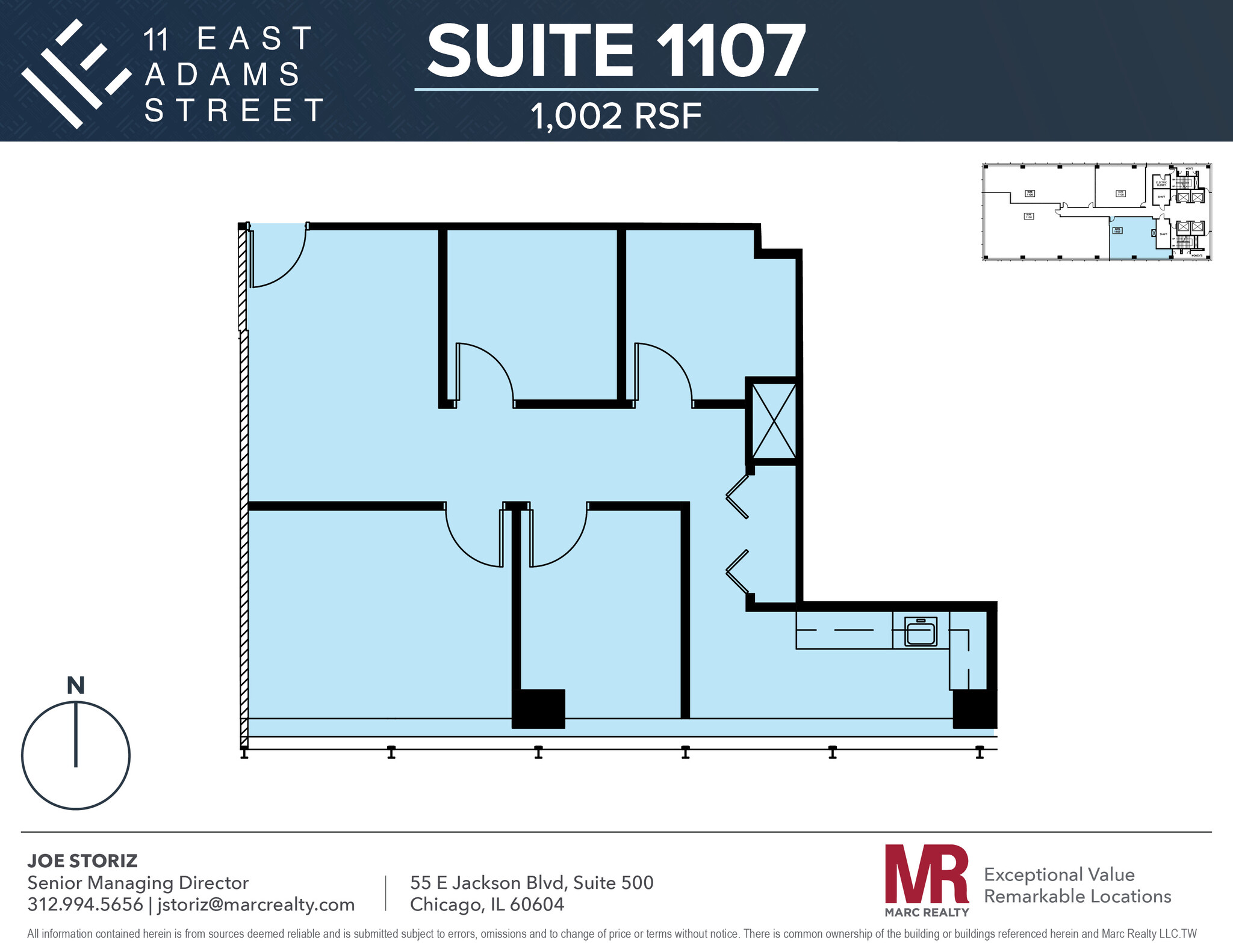 11 E Adams St, Chicago, IL à louer Plan d’étage– Image 1 sur 5