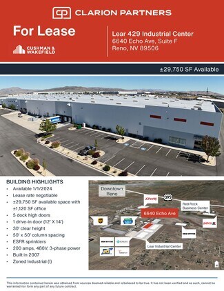Plus de détails pour 6645 Echo Ave, Reno, NV - Industriel/Logistique à louer