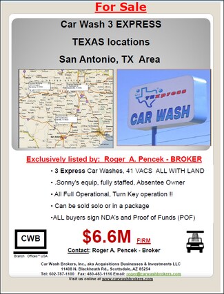 Plus de détails pour Car Wash 3 Express (Texas Locations) – Spécialisé à vendre