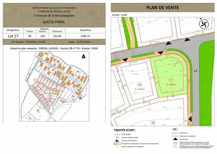 Terrain dans Drémil-Lafage à vendre - Plan de site – Image 3 sur 4