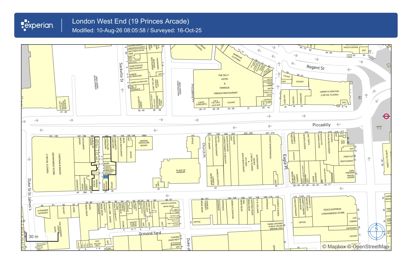 36-40 Jermyn St, Londres à louer Carte Goad– Image 1 sur 1