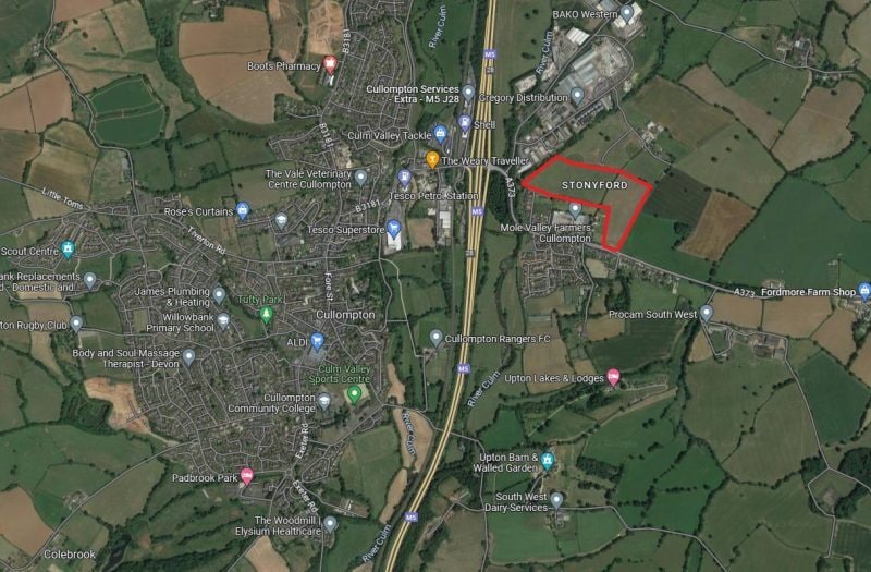 Honiton Road, Cullompton à vendre - Aérien – Image 2 sur 2