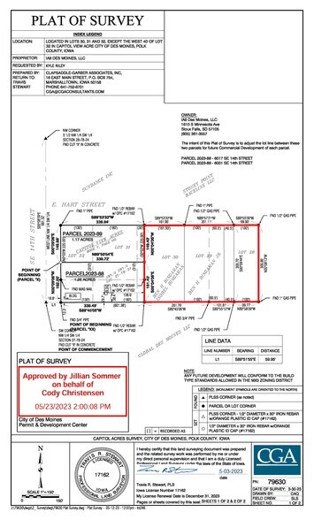 1475 Hart Avenue, Des Moines, IA à vendre - Plan cadastral – Image 2 sur 4