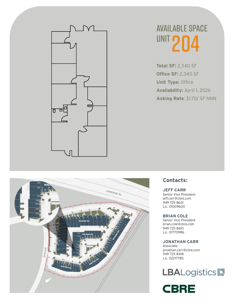 3002 Dow Ave, Tustin, CA à louer Plan d’étage– Image 1 sur 1