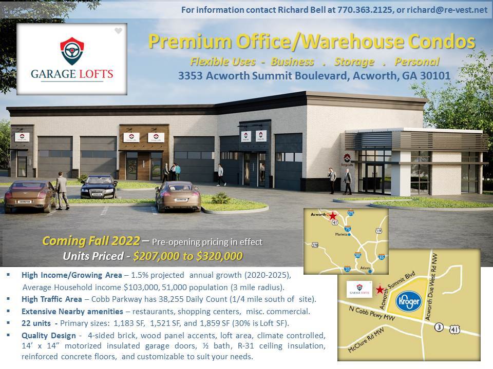 Acworth & Buford Garage Lofts portefeuille de 2 biens à vendre sur LoopNet.fr Photo principale– Image 1 sur 3