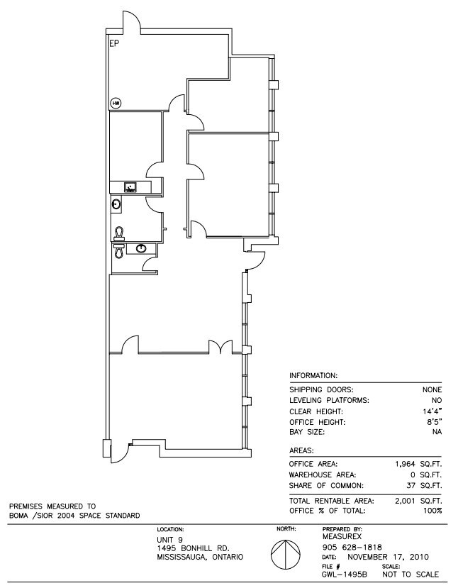 1495 Bonhill Rd, Mississauga, ON à louer Plan d’étage– Image 1 sur 1