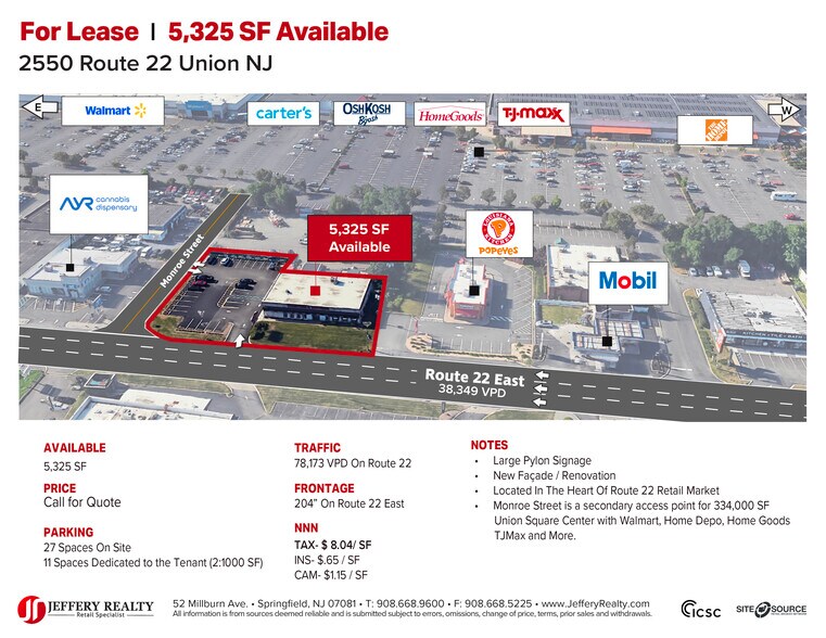 2550 US Highway 22 E, Union Township, NJ à louer - Photo de l’immeuble – Image 2 sur 4