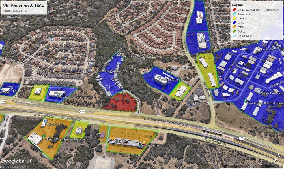Loop 1604 & Via Shavano, San Antonio, TX à vendre - Aérien – Image 1 sur 2