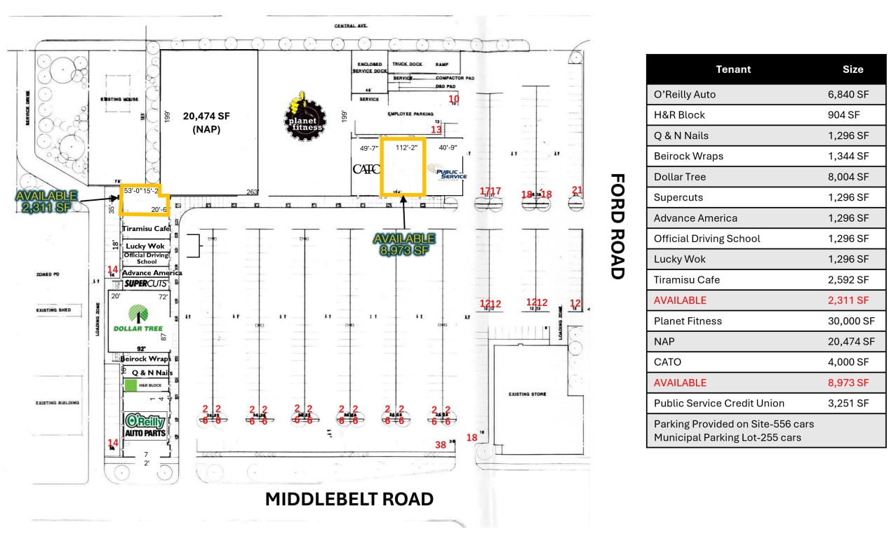 5726-5940 Middlebelt Rd, Garden City, MI à louer Plan de site– Image 1 sur 1