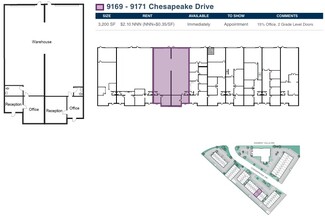 9103-9117 Chesapeake Dr, San Diego, CA à louer Plan d’étage– Image 2 sur 2