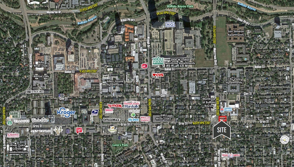 1000-1020 W Gray St, Houston, TX à louer - Aérien – Image 3 sur 5