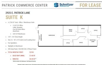 2875 E Patrick Ln, Las Vegas, NV à louer Plan d’étage– Image 2 sur 3