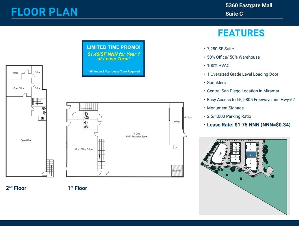 5340 Eastgate Mall, San Diego, CA à louer Plan d’étage– Image 1 sur 1