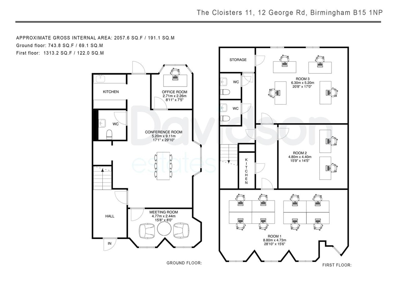 11-12 George Rd, Birmingham, WMD B15 1NP - Lot 3 -  - Plan d’étage - Image 1 of 2