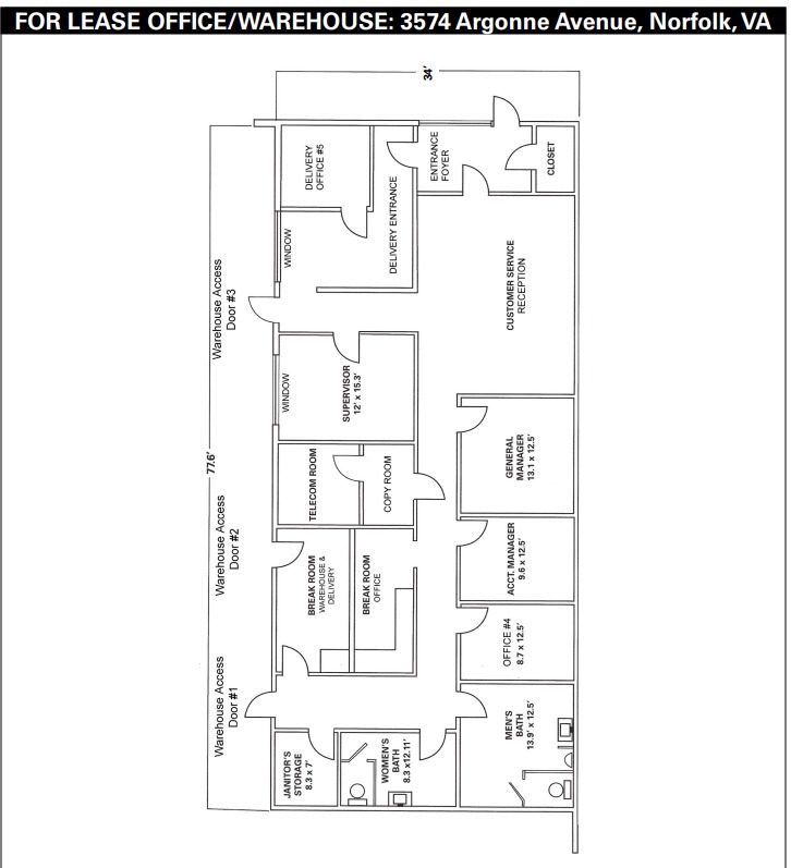 3574 Argonne Ave, Norfolk, VA à louer Plan d’étage– Image 1 sur 1