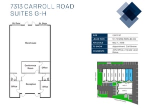 7313 Carroll Rd, San Diego, CA à louer Plan d’étage– Image 2 sur 2