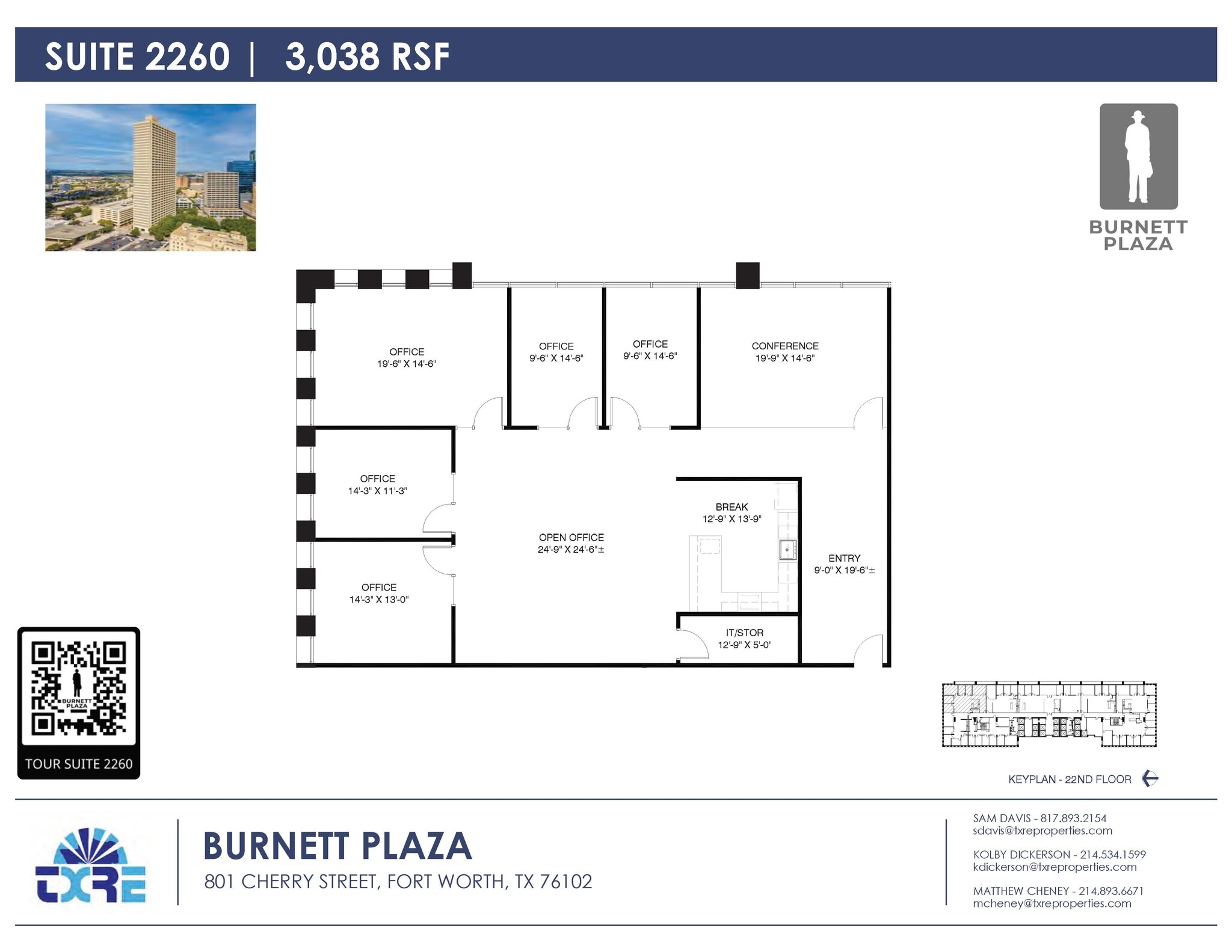 801 Cherry St, Fort Worth, TX à louer Plan d’étage– Image 1 sur 6