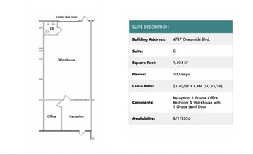1818 Peacock Blvd, Oceanside, CA à louer Plan d’étage– Image 1 sur 1