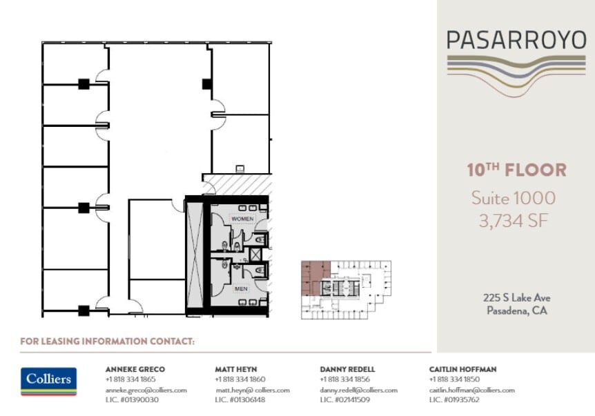 225 S Lake Ave, Pasadena, CA à louer Plan d’étage– Image 1 sur 1