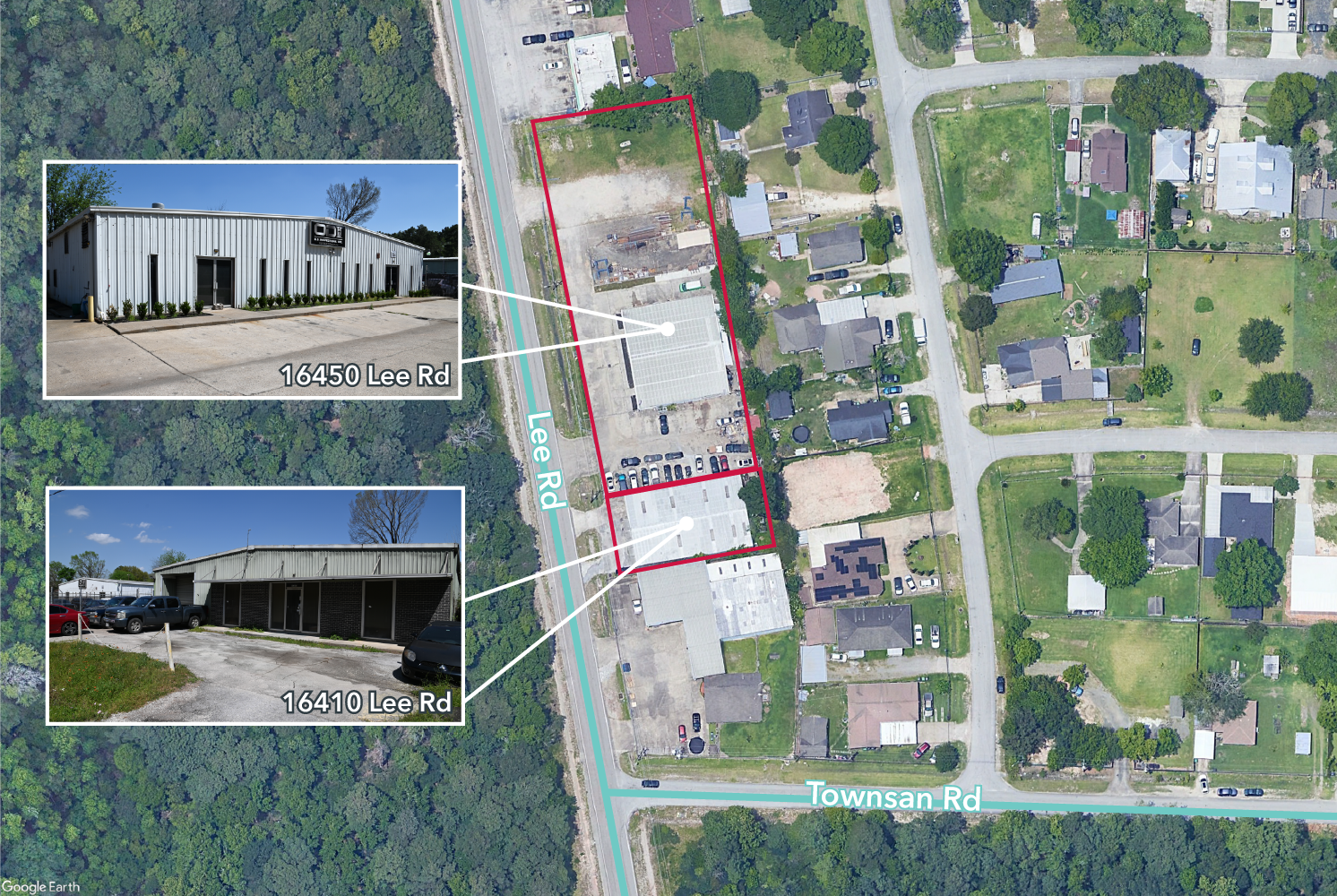 16450 & 16410 LEE RD portefeuille de 2 biens à vendre sur LoopNet.fr Aérien– Image 1 sur 6
