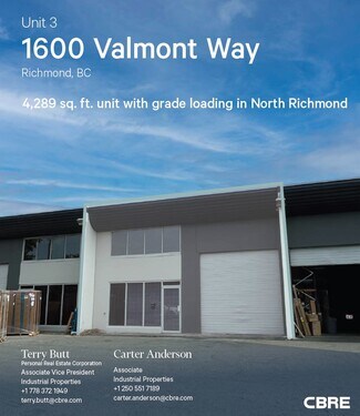 Plus de détails pour 1600 Valmont Way, Richmond, BC - Industriel/Logistique à louer
