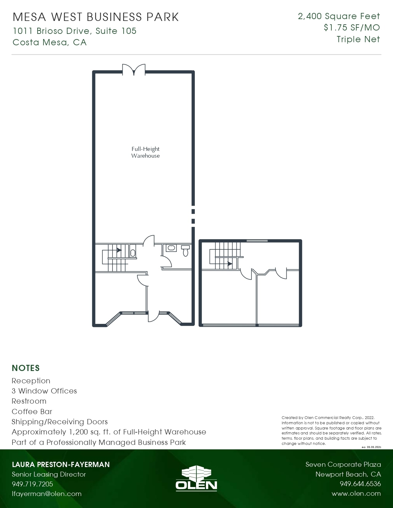 1011 BRIOSO DR, Costa Mesa, CA à louer Plan d’étage– Image 1 sur 1