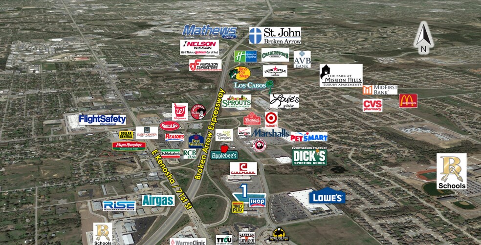 E Kenosha St & Broken Arrow Expressway, Broken Arrow, OK à vendre - Aérien – Image 2 sur 3
