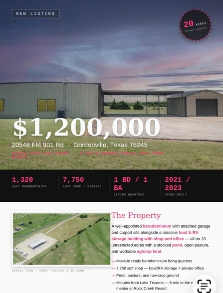 20548 FM 901 Rd, Gordonville, TX à vendre - Photo principale – Image 1 sur 5