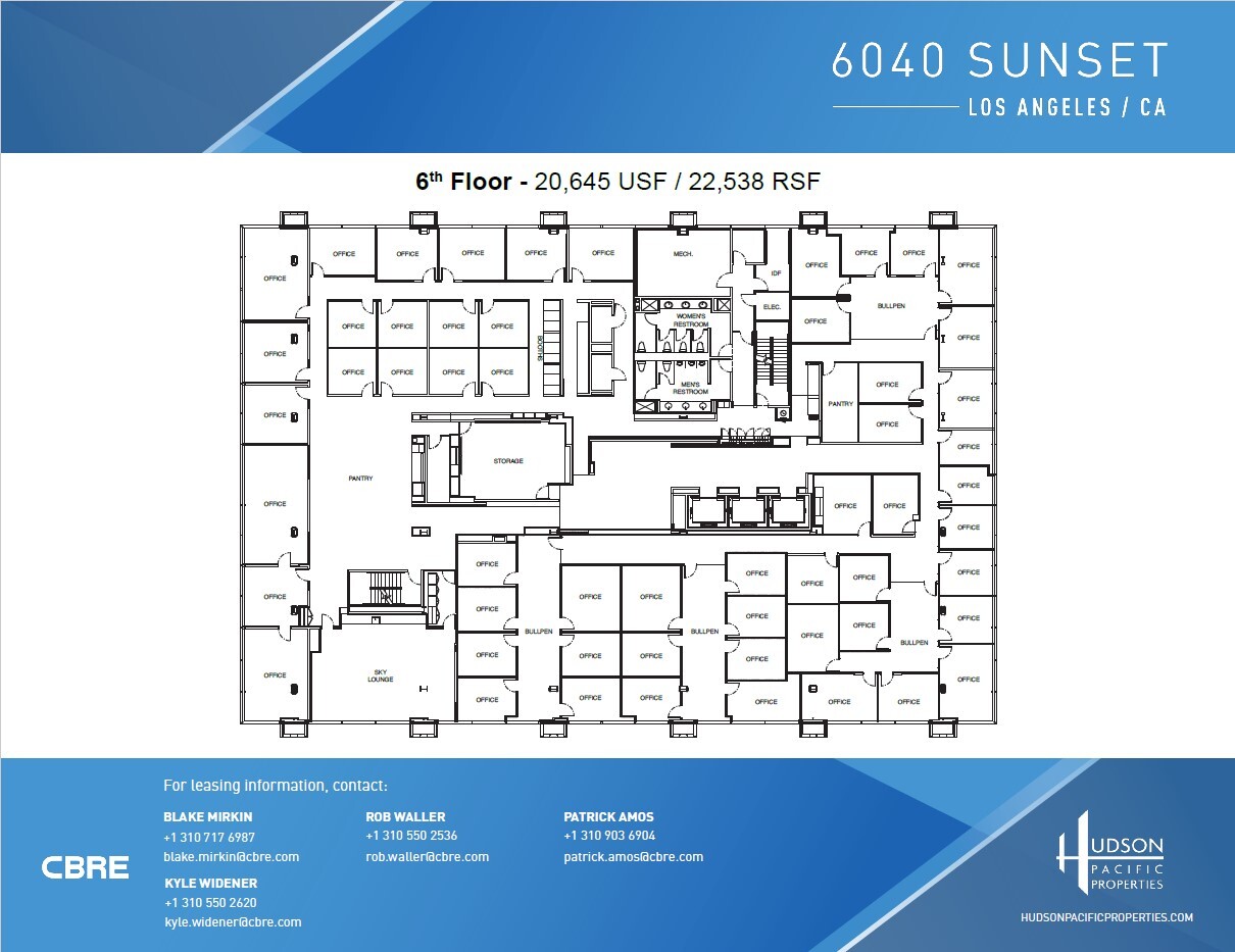 6040 W Sunset Blvd, Los Angeles, CA à louer Plan d’étage– Image 1 sur 2