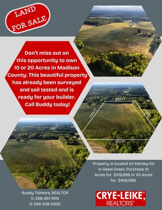 Plus de détails pour 20Acres Manley Rd, Hazel Green, AL - Terrain à vendre