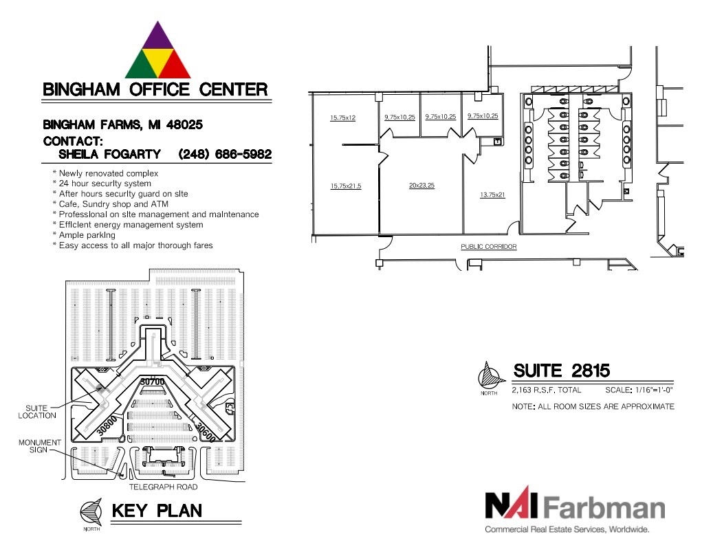 30600-30700 - 30800 Telegraph Rd, Bingham Farms, MI à louer Plan d’étage– Image 1 sur 2