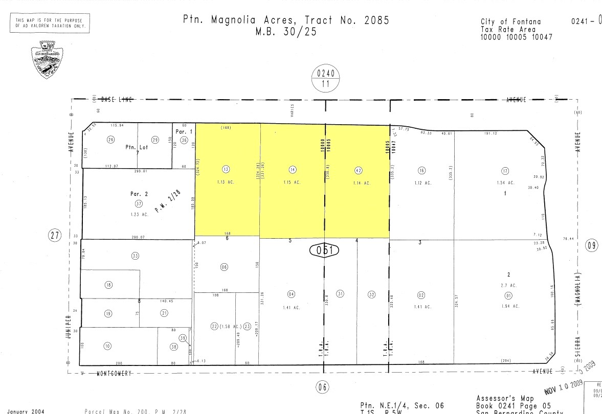 16813 Baseline, Fontana, CA à vendre Plan cadastral– Image 1 sur 2