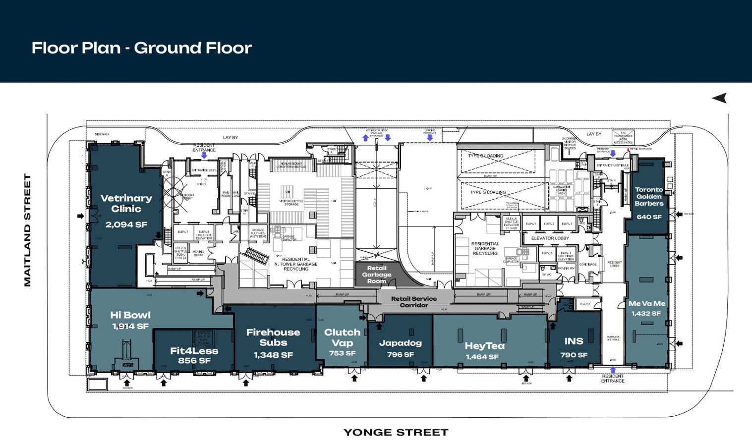501 Yonge St, Toronto, ON M4Y 1Y4 - Lot Retail - - Plan d’étage - Image 1 of 3