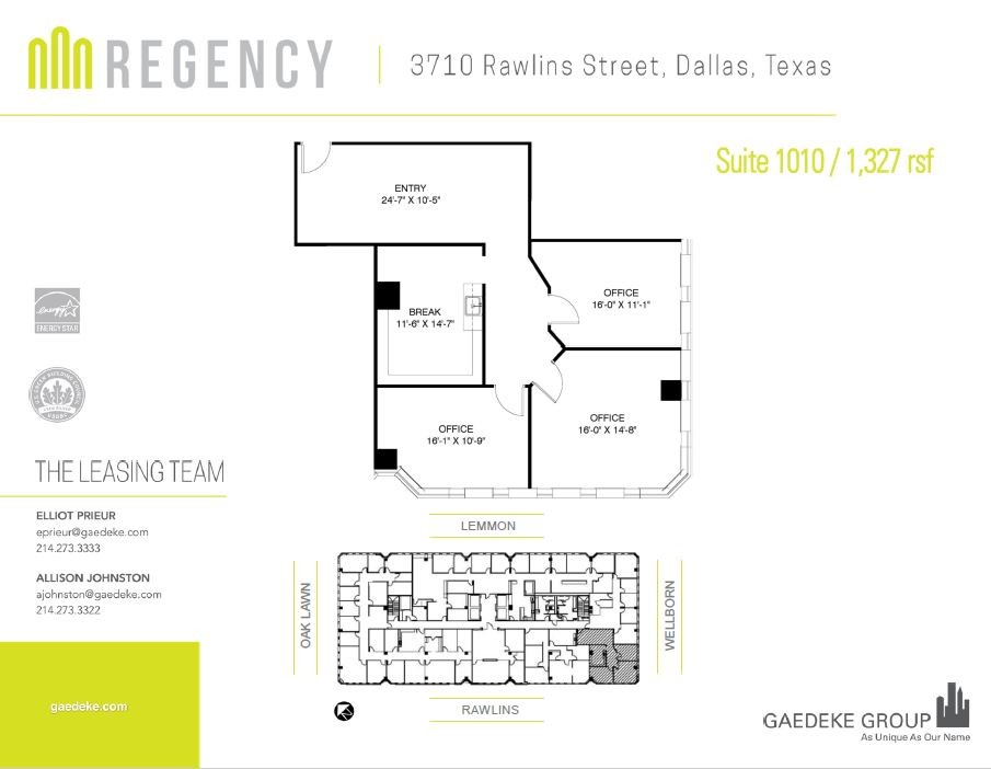 3710 Rawlins St, Dallas, TX à louer Plan d’étage– Image 1 sur 7