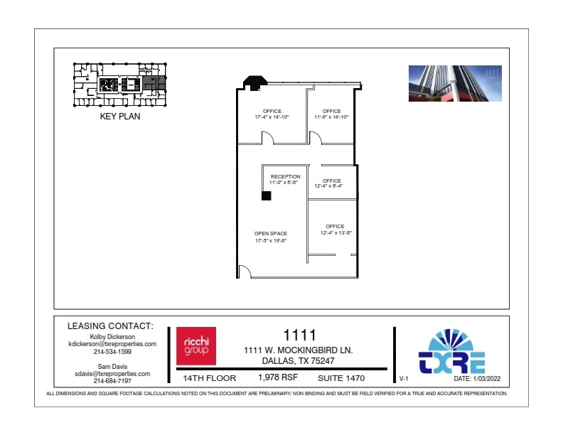 1111 W Mockingbird Ln, Dallas, TX à louer Plan d’étage– Image 1 sur 1