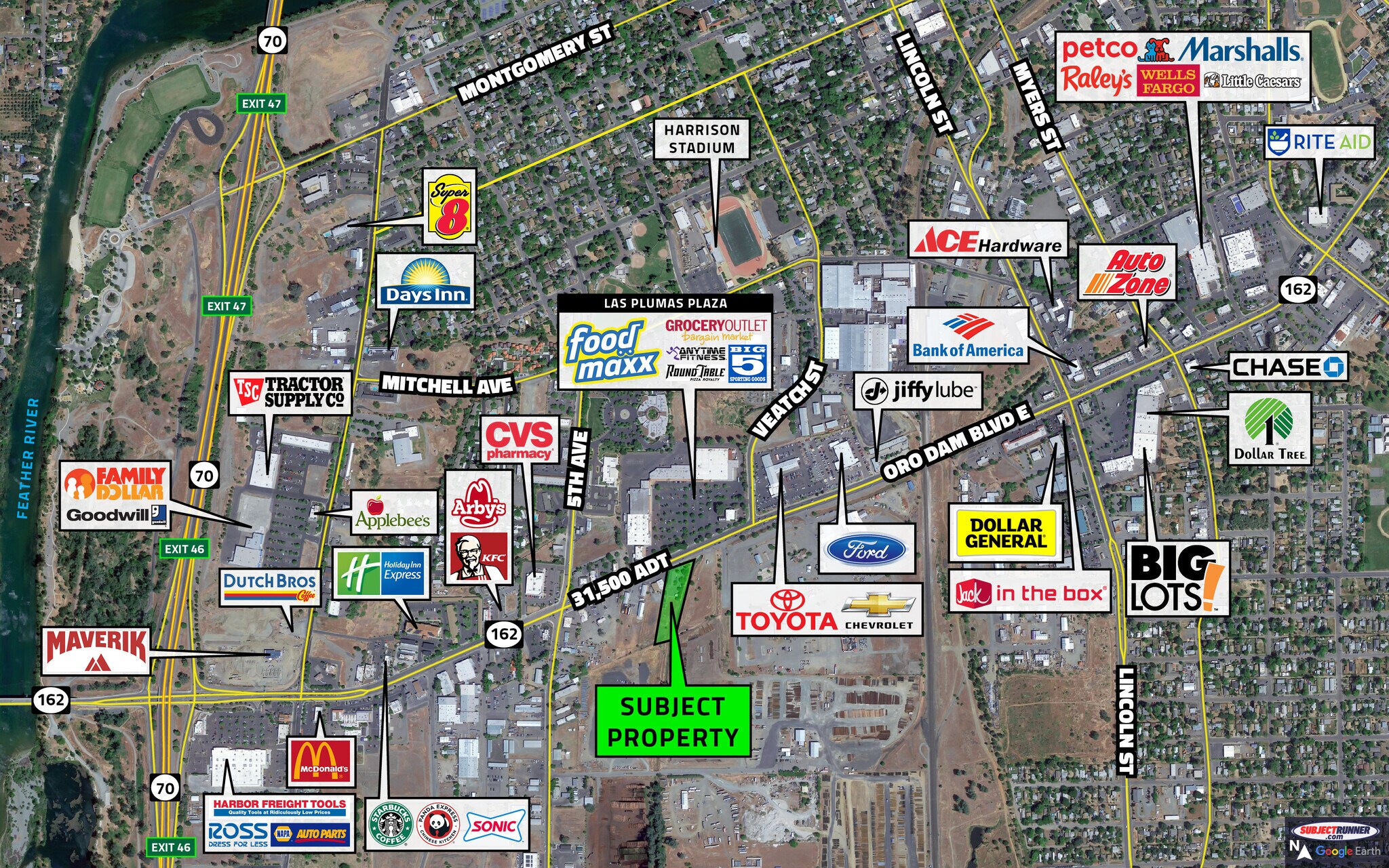 1121 Oro Dam Blvd E, Oroville, CA à louer Aérien– Image 1 sur 4